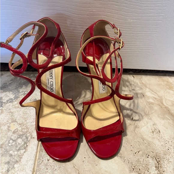 Jimmy Choo Red Strappy Heels - Picture 4 of 5